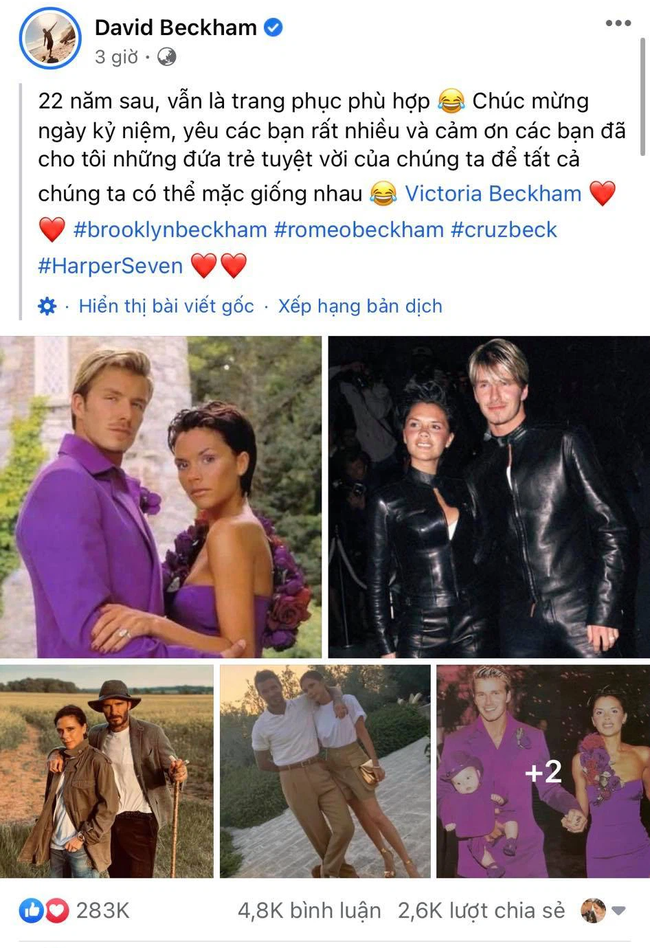 Hôn nhân 22 năm của David Beckham qua bài đăng 283 nghìn like: Chiếc nhẫn cầu hôn gần 2 tỷ và hàng loạt lời tố ngoại tình! - Ảnh 1.