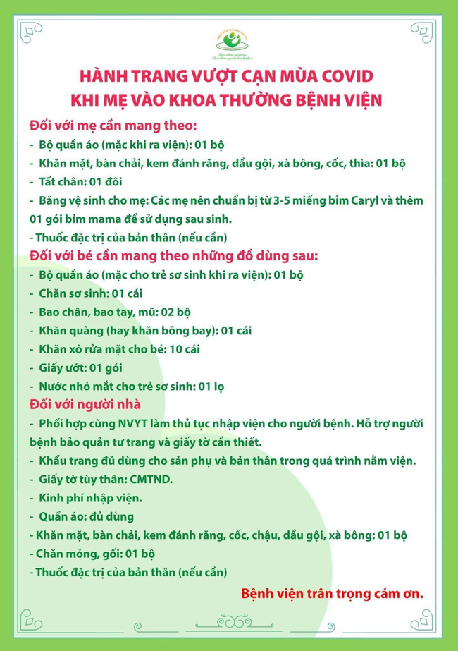 Hành trang vượt cạn mùa Covid tại bệnh viện Phụ sản Hà Nội, mẹ lưu ngay kẻo lỡ - Ảnh 3.