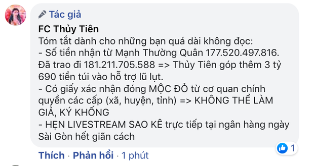 Phía Thuỷ Tiên lên tiếng làm rõ về số tiền từ thiện, hẹn livestream sao kê tại ngân hàng giữa loạt ồn ào - Ảnh 3.