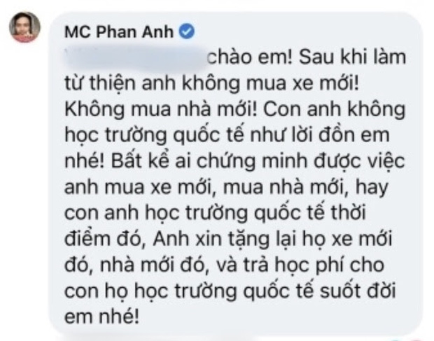 MC Phan Anh lên tiếng trước loạt tin đồn bị cấm sóng, tậu nhà đẹp, xe sang, con học trường quốc tế sau khi kêu gọi từ thiện - Ảnh 3.
