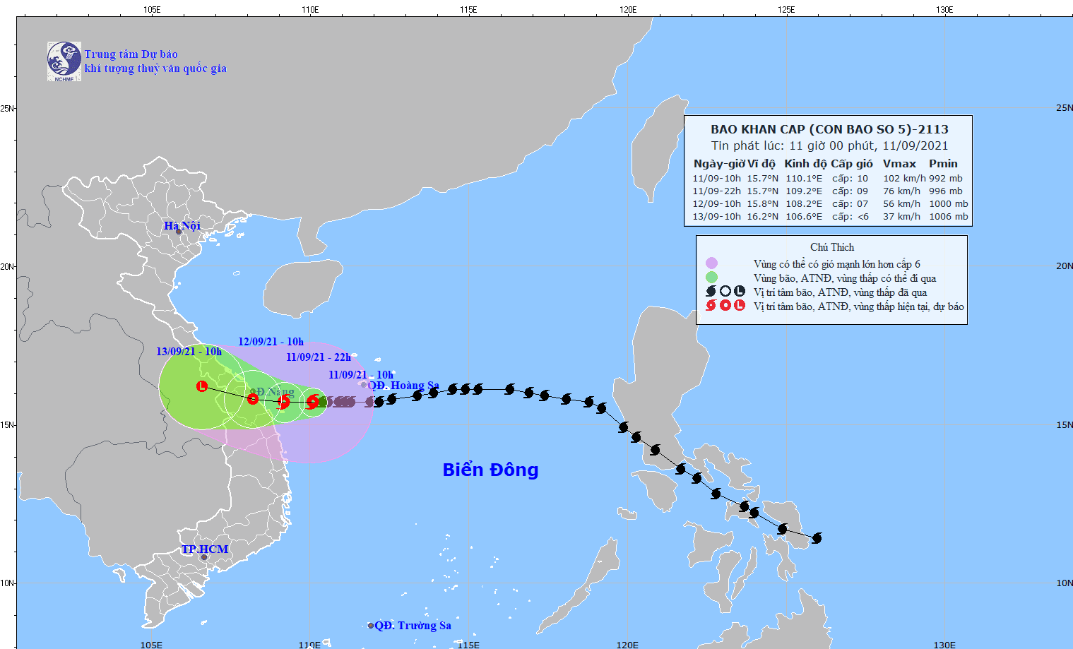 Bão số 5 - Côn Sơn giật cấp 12 chỉ còn cách vùng biển Quảng Trị - Quảng Ngãi 130km, bắt đầu quần thảo đất liền, mưa đỉnh điểm từ đêm nay - Ảnh 1.