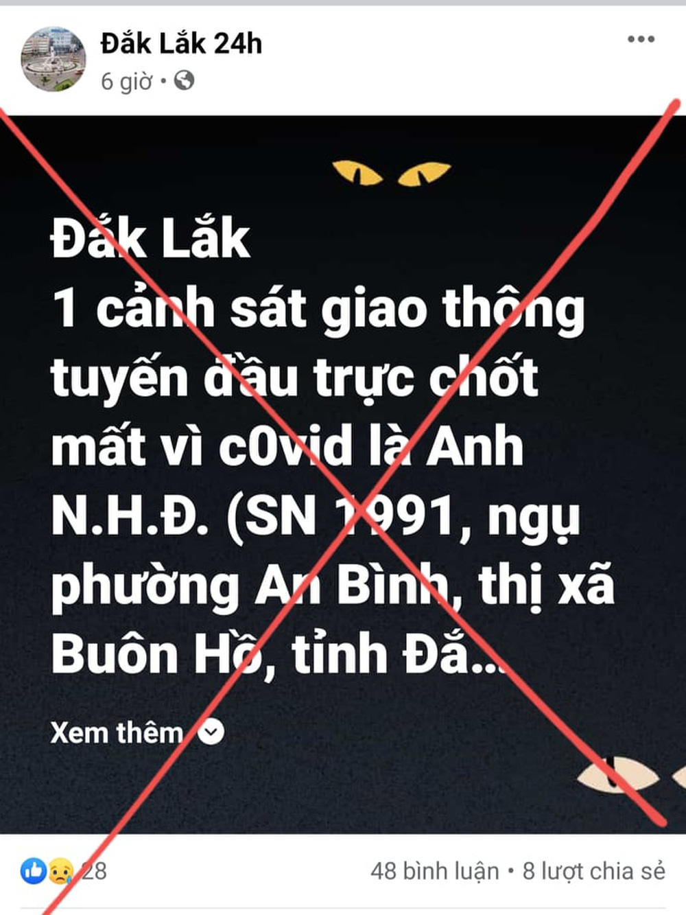 Truy tìm người đăng thông tin một CSGT trực chốt mất vì Covid-19 - Ảnh 2.