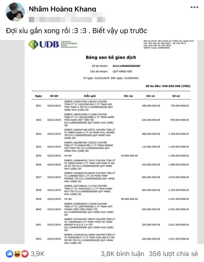 HOT: Cậu IT Nhâm Hoàng Khang tung toàn bộ sao kê được cho là của một quỹ từ thiện Hằng Hữu từ chủ tịch Đại Nam từ năm 2019 đến nay?! - Ảnh 1.