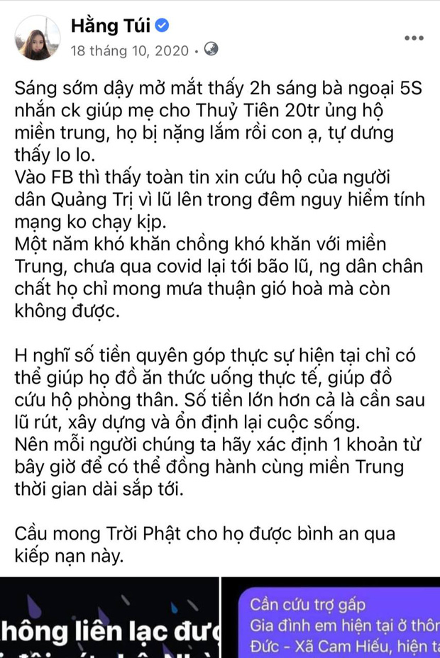 Hằng Túi công khai hoá đơn chuyển 80 triệu từ thiện lũ lụt cho Thuỷ Tiên, nhờ dân mạng tìm giúp em ở 18.000 tờ sao kê - Ảnh 5.