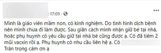 Con vẫn chưa trở lại trường, nhiều phụ huynh TP.HCM cuống cuồng tìm người trông, giáo viên mầm non cũng tích cực tìm việc - Ảnh 5.