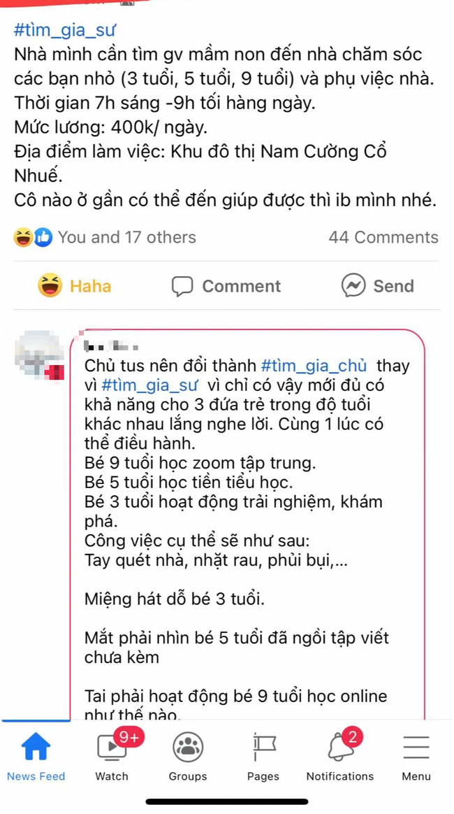 Phụ huynh đăng thông báo tuyển giáo viên mầm non, kèm 1 dòng mà nhiều người bức xúc: Đãi ngộ thua cả người giúp việc - Ảnh 1.