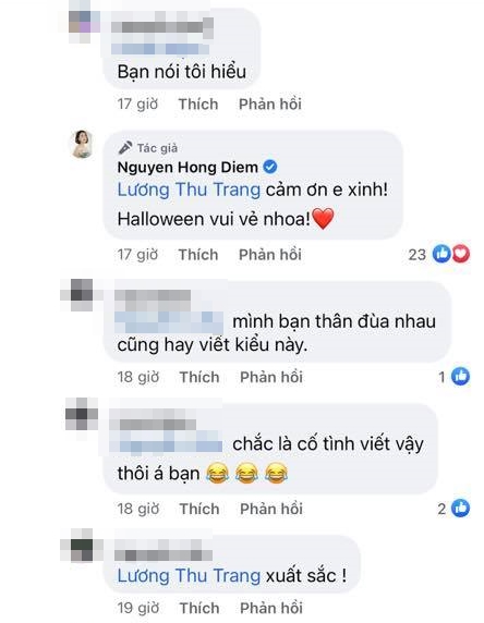 Hồng Diễm đăng ảnh Halloween mà đẹp hết phần thiên hạ, Lương Thu Trang khen ngợi nhưng bị soi lỗi chính tả, vô tình hay cố ý? - Ảnh 3.