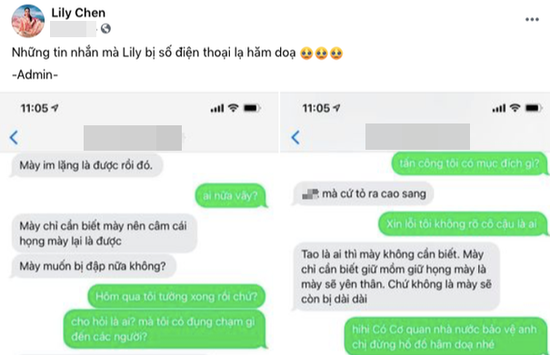 Nội dung tin nhắn Lily Chen bị đe dọa giữa drama với 