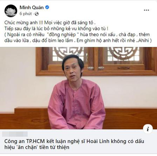 Dàn sao Việt đồng loạt lên tiếng khi NS Hoài Linh được minh oan, gay gắt nhất là ca sĩ Minh Quân! - Ảnh 6.