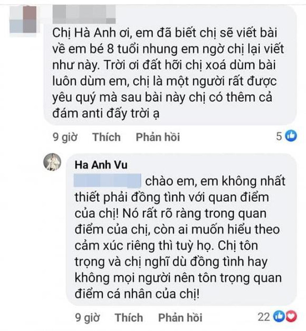 Hà Anh nhận gạch đá khi lên tiếng về vụ bé gái 8 tuổi bị bạo hành tử vong: Người mẹ đến giờ chưa lên tiếng, tôi cho rằng có uẩn khúc đâu đây - Ảnh 6.