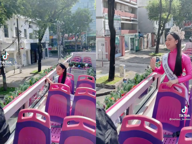 Để Hoa hậu 13 tuổi diễu hành quanh thành phố bằng xe bus 2 tầng, ekip bị chê màu mè - cồng kềnh - Ảnh 2.