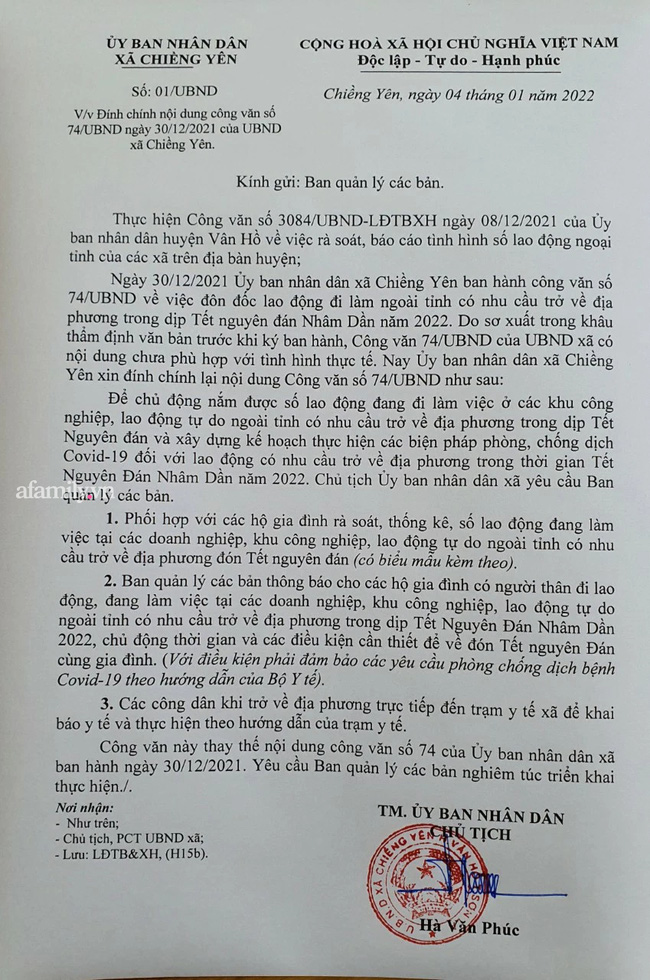 Một xã đính chính yêu cầu người dân địa phương phải về ăn Tết trước 22 ngày để kịp thời cách ly phòng dịch - Ảnh 4.