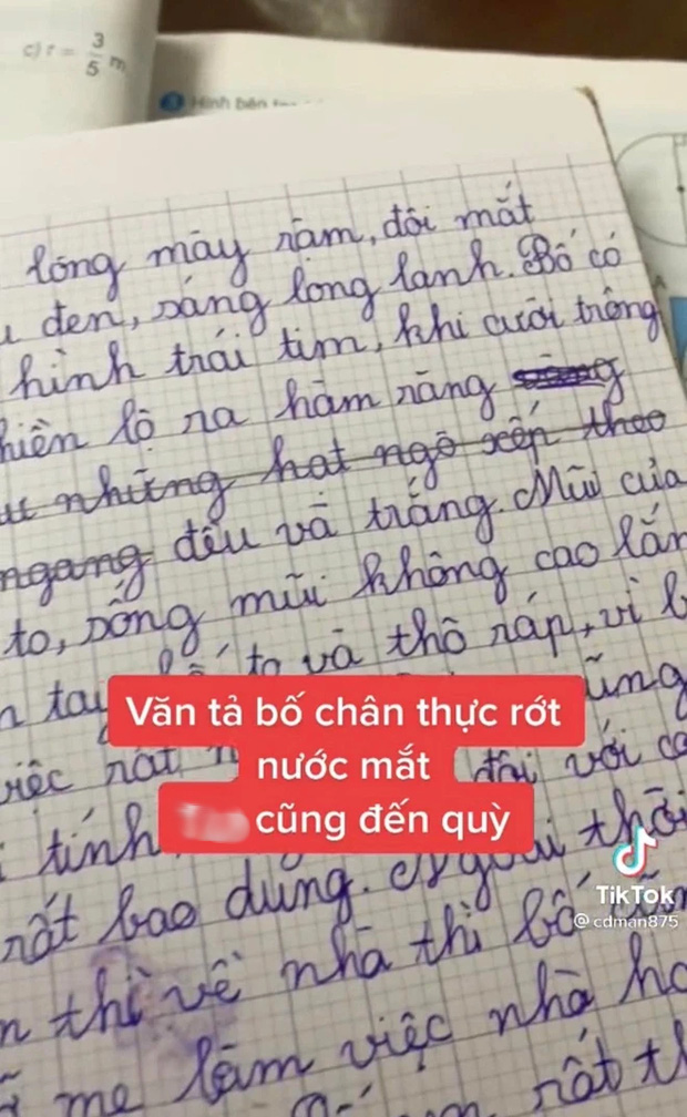 Con gái làm văn tả bố khen ngợi đủ điều, nhưng chỉ ghi đúng 1 câu mà ông bố đùng đùng nổi giận, gọi con ra chất vấn - Ảnh 1.