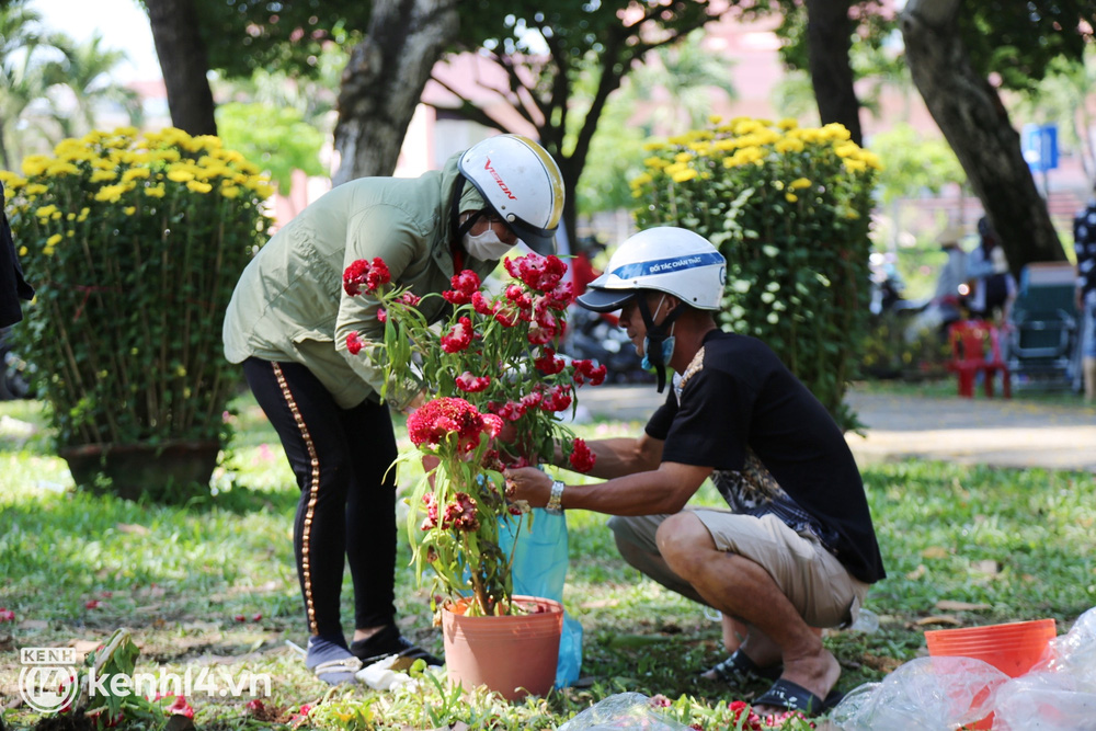 ẢNH: Sau khi tiểu thương ở Sài Gòn vứt bỏ hoa ế, nhiều người dân tranh thủ đến xin đất, lượm hoa mang về trưa 29 Tết - Ảnh 6.