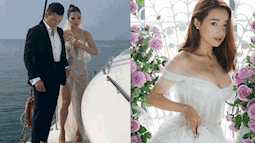 Liên tục lấy tay giữ váy cưới để tránh hớ hênh, Phương Trinh Jolie liệu có "soán ngôi" hở bạo của Nhã Phương 3 năm trước!