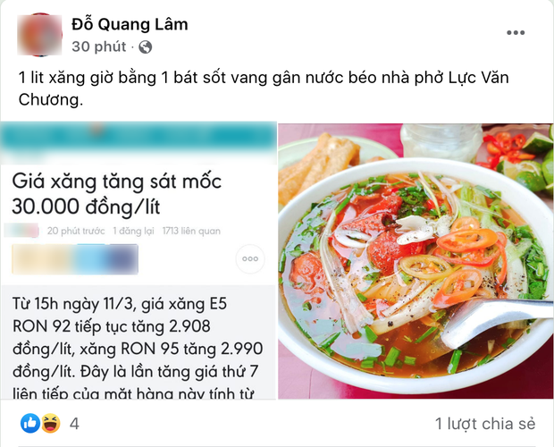 Giá xăng tăng ngang bát phở, dân tình bắt đầu lo lắng giá phở cũng sẽ... tăng phi mã - Ảnh 1.