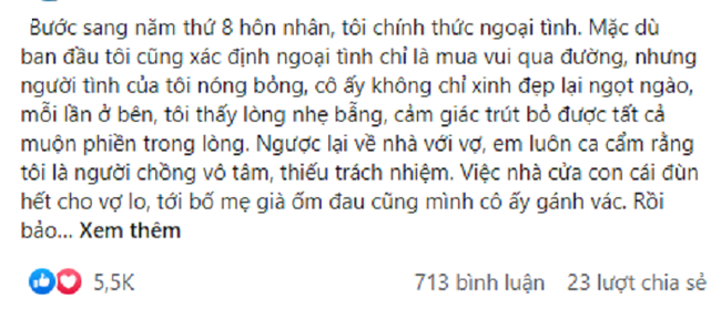 Giận vợ, chồng chuyển tới nhà bồ ở tính chuyện ly hôn nhưng nhìn 10 cuộc gọi nhỡ lúc nửa đêm lại khiến anh lập tức chuyển hướng 