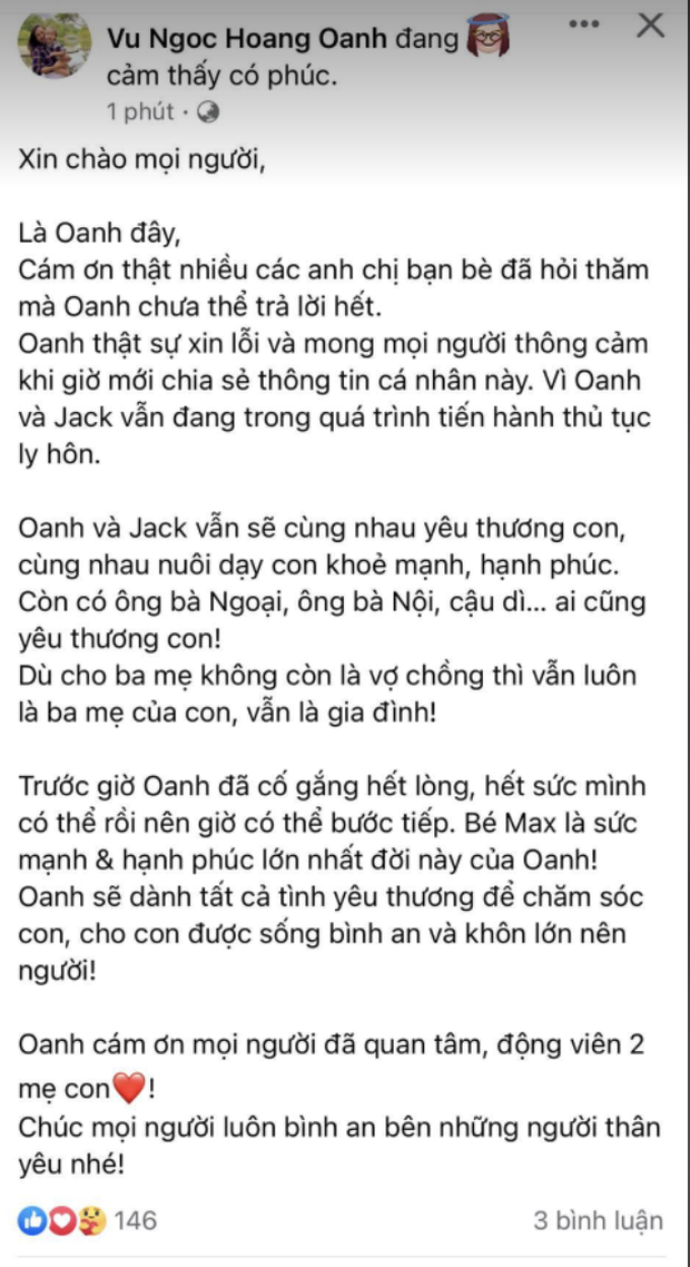 Nóng: Hoàng Oanh chính thức lên tiếng, xác nhận ly hôn với ông xã ngoại quốc - Ảnh 2.