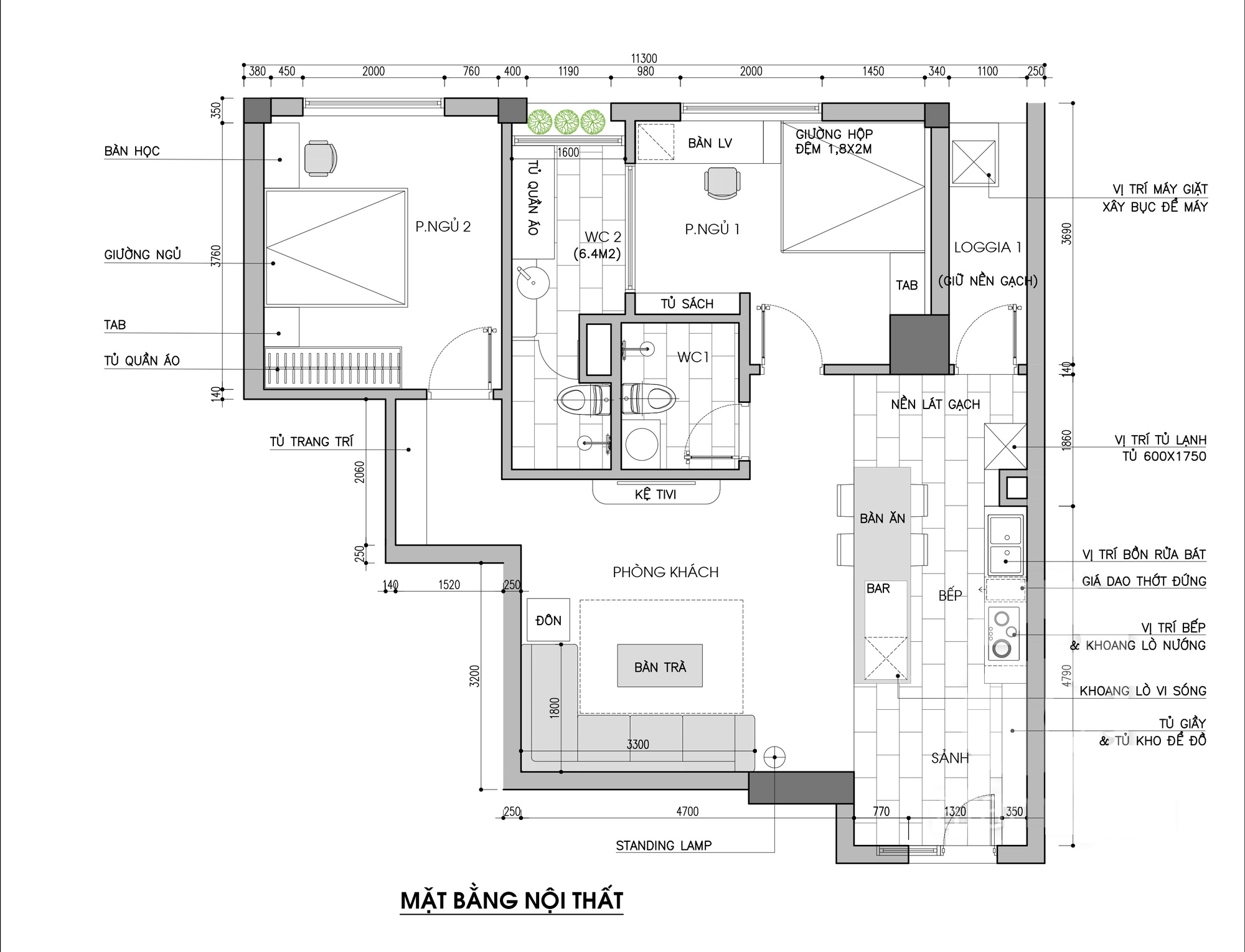 Tư vấn cải tạo căn hộ 79m² với tổng chi phí 140 triệu đồng - Ảnh 2.