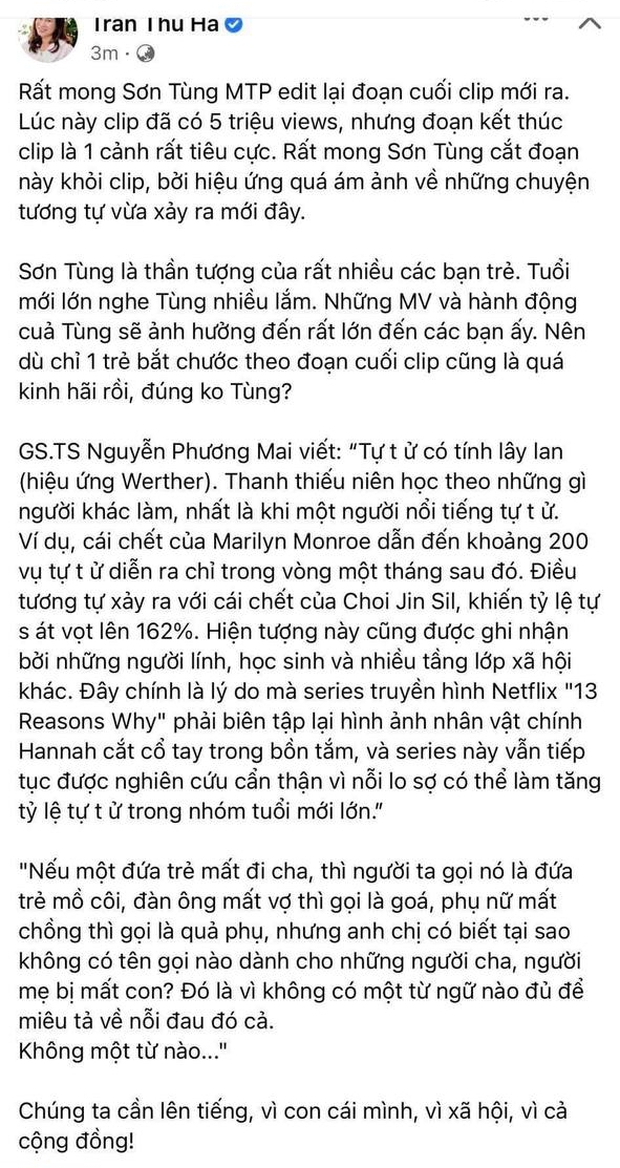 Dư luận phẫn nộ: Dù chỉ là một đứa trẻ bắt chước theo cái kết của MV đã là quá kinh hãi rồi, phải không Tùng? - Ảnh 4.